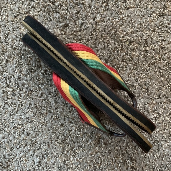 🦅 Men’s Leather & Canvas American Eagle Outfitters Sandals Flip Flops - Picture 4 of 5